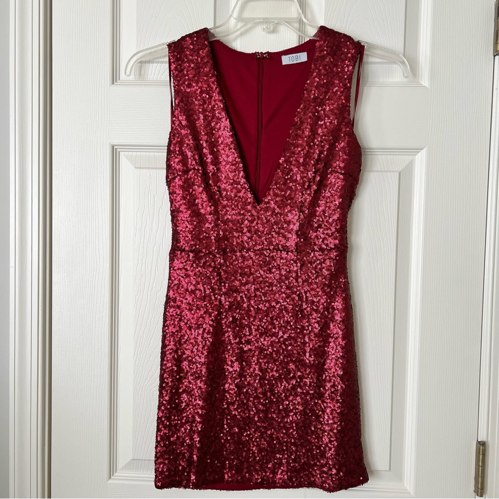 Deep V Cut Sequin Dress